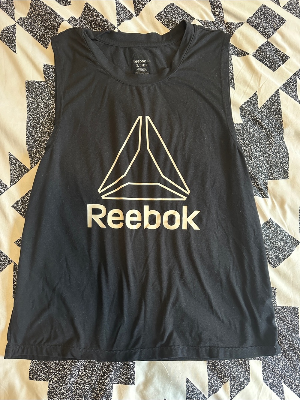 Reebok Black Muscle Tank with White Vector Logo